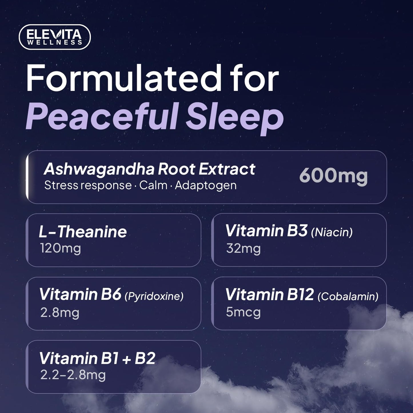 ELEVITA WELLNESS Sleep Supplement Capsules, 60 Count