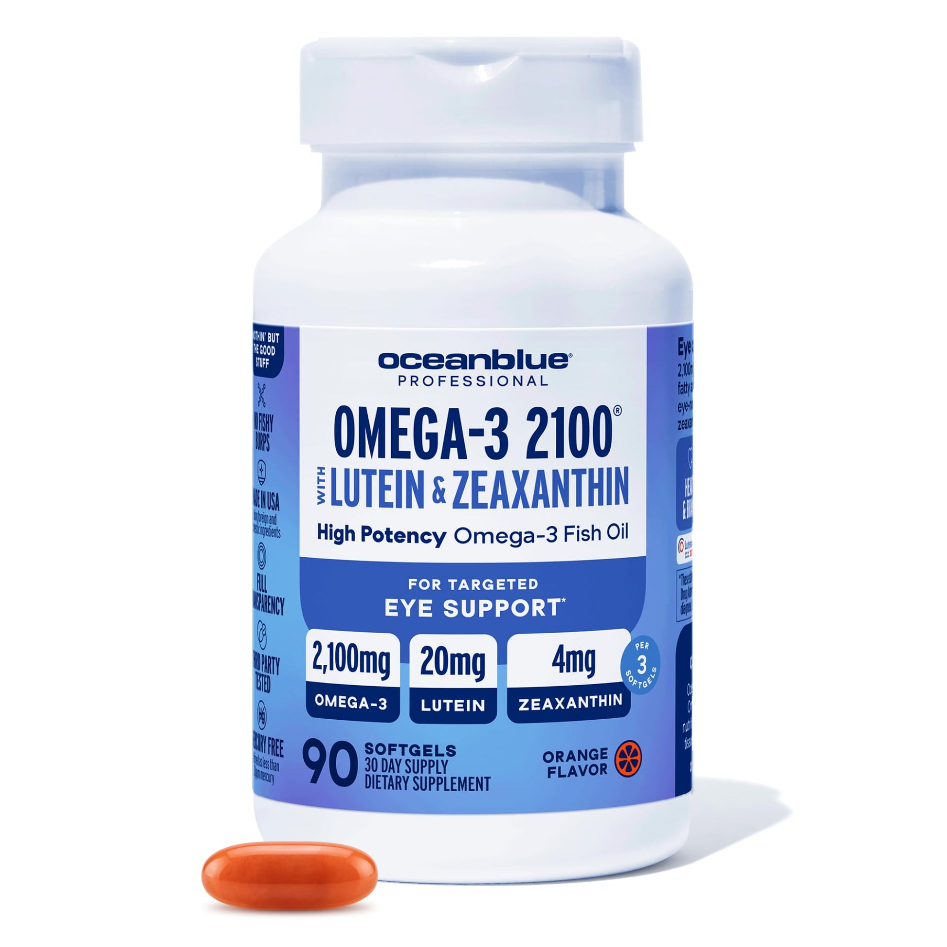 Oceanblue Omega-3 2100 with Lutein & Zeaxanthin Softgels, 90 Count