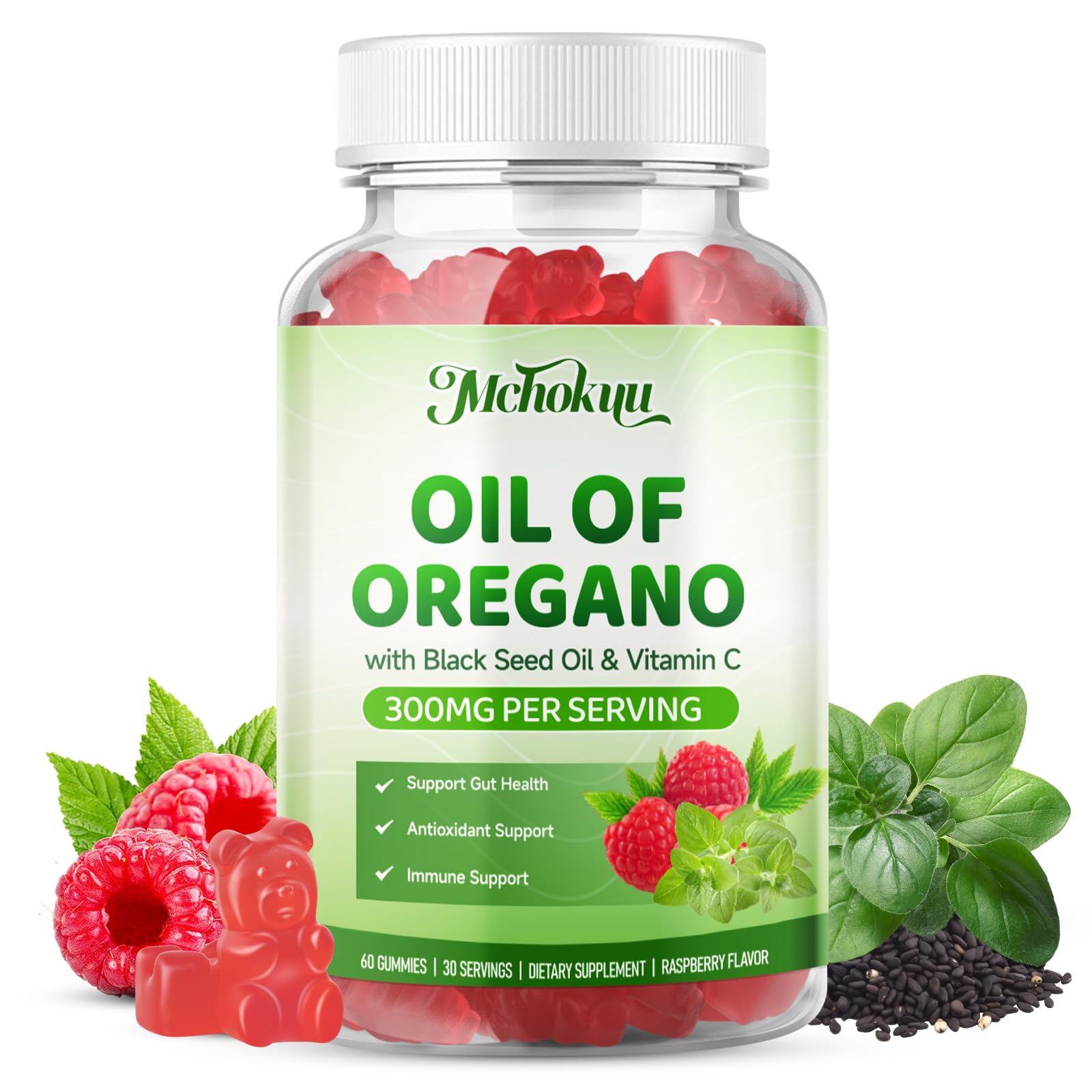 Mchokuu Oil of Oregano with Black Seed Oil Gummies, 60 Count