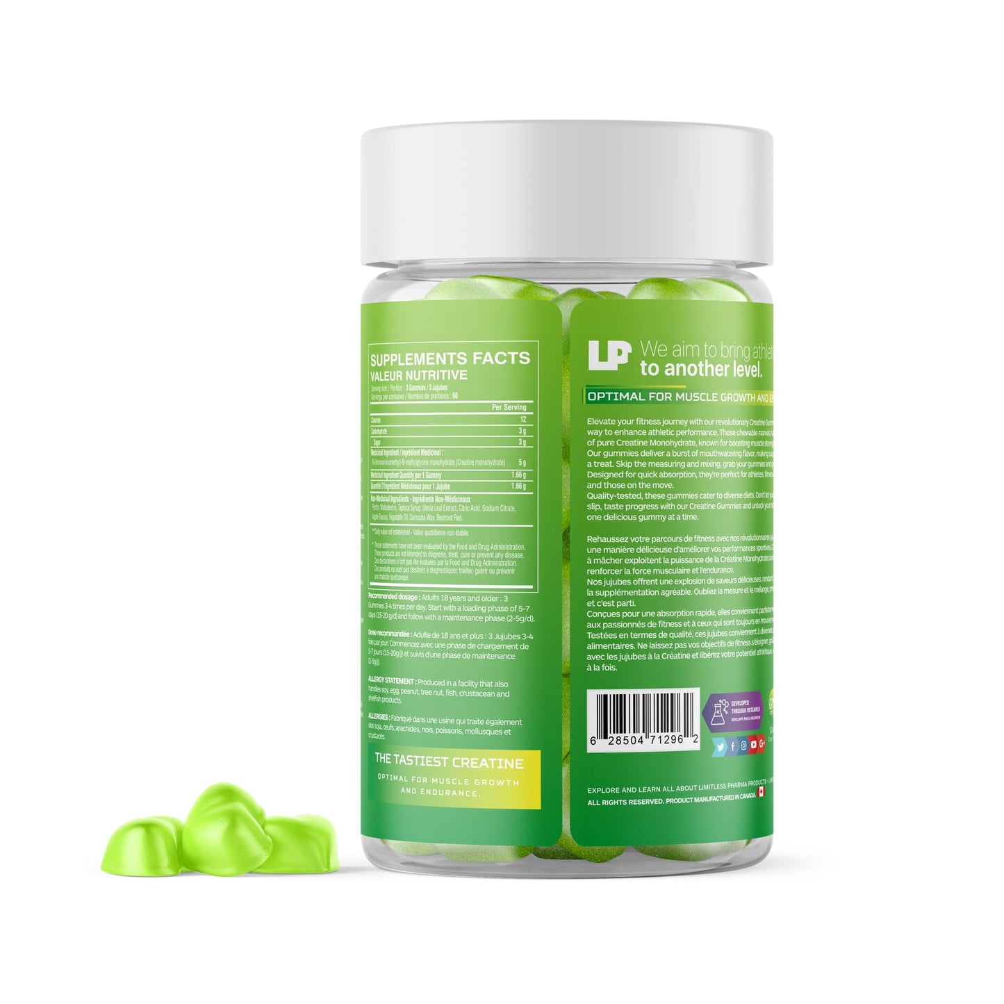 Limitless Pharma Pure Creatine Gummy Candy, 180 Gummies