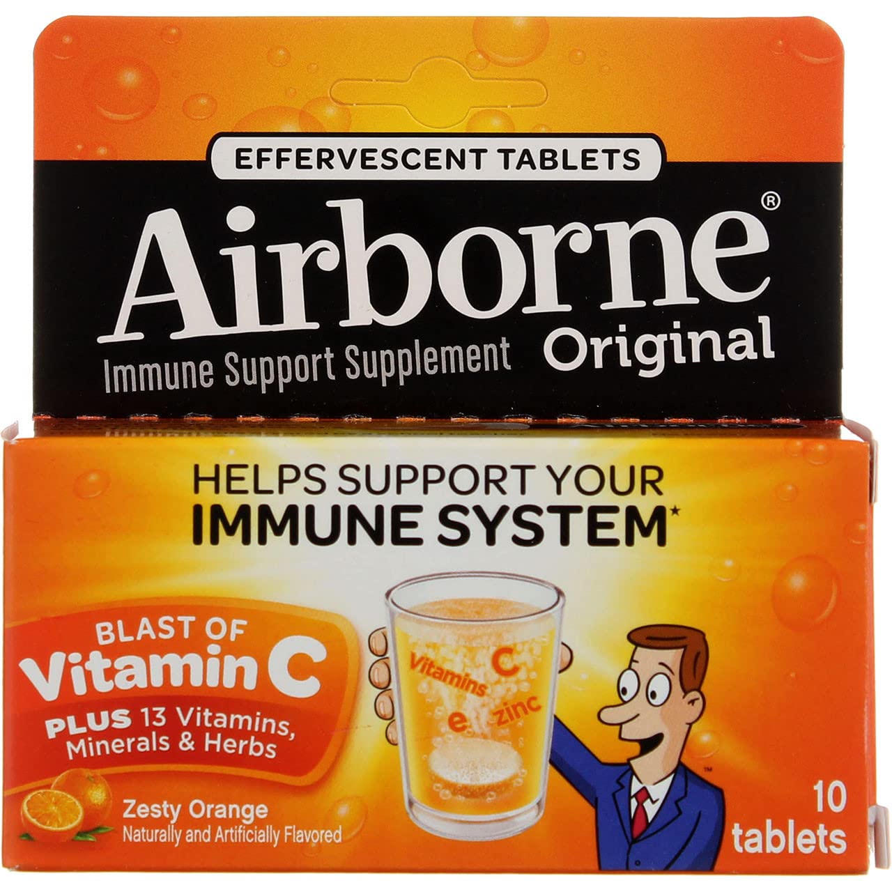 Airborne On-The-Go Packs Zesty Orange Powder 10 Count