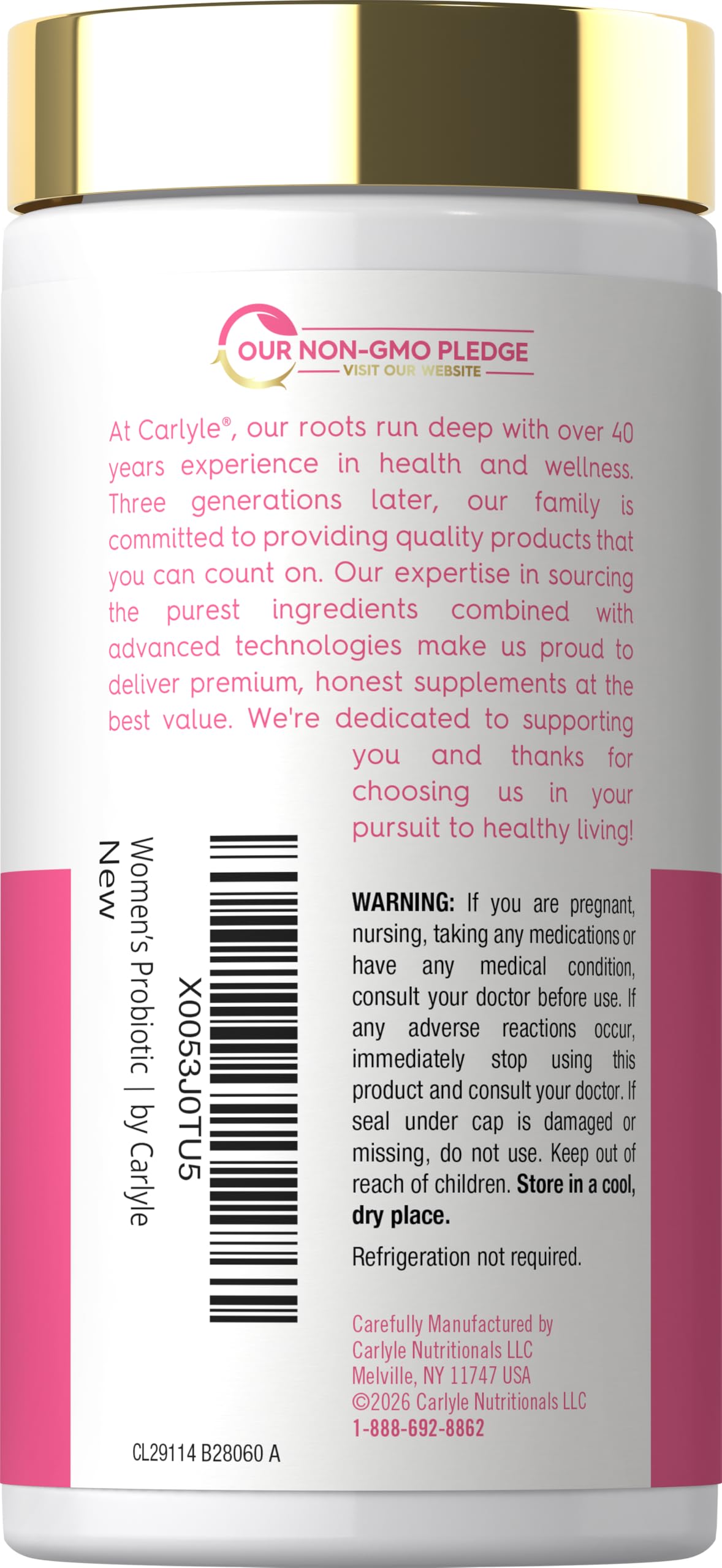 Carlyle Women's Probiotic and Prebiotic Supplement 150 Capsules