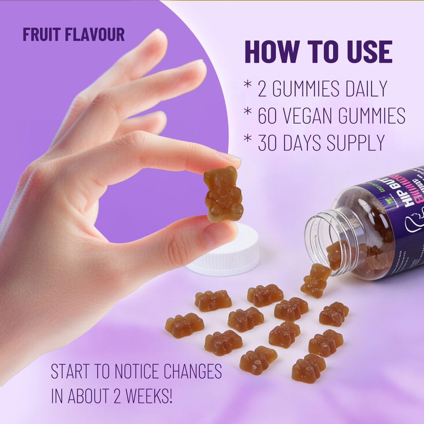 Wins Town Hip Glute & Curve Support Gummies for Women, 60 Count
