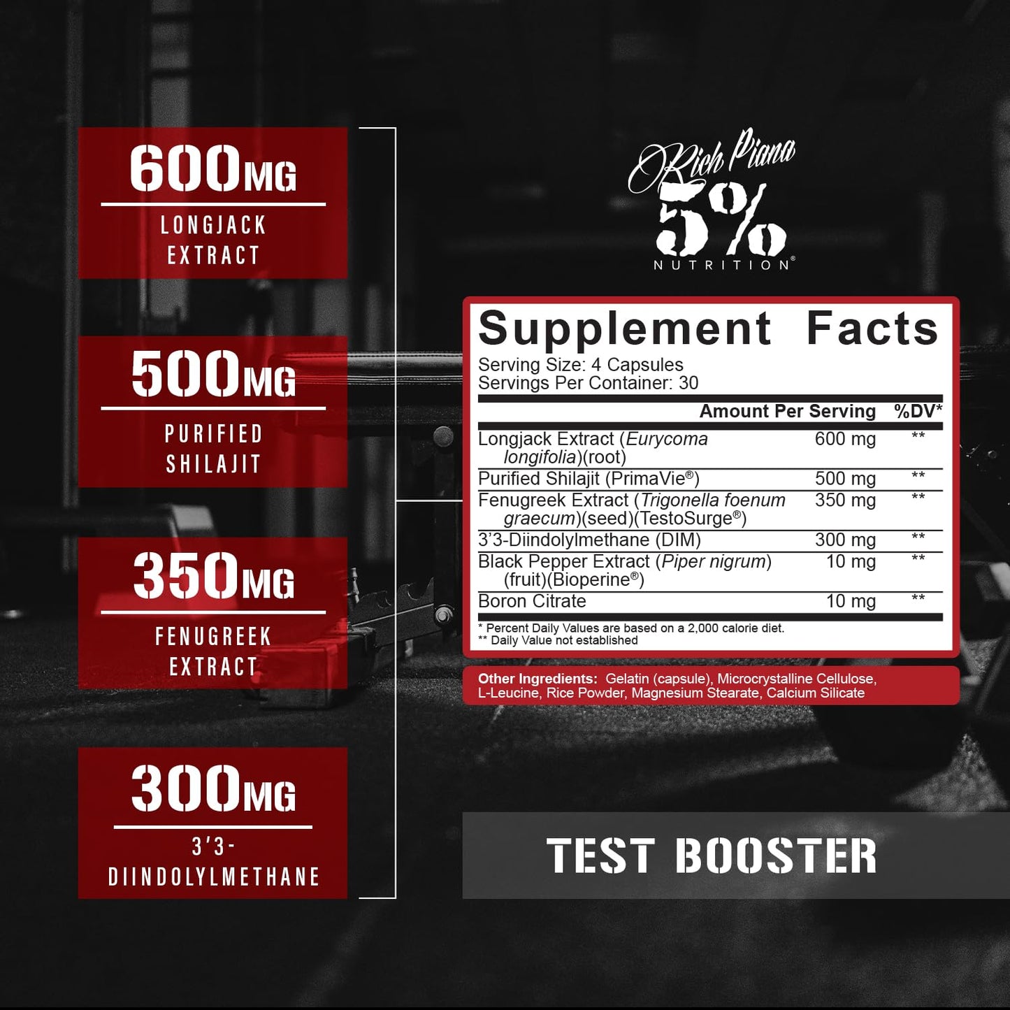 5% Nutrition Rich Piana Test Capsule 120 Count