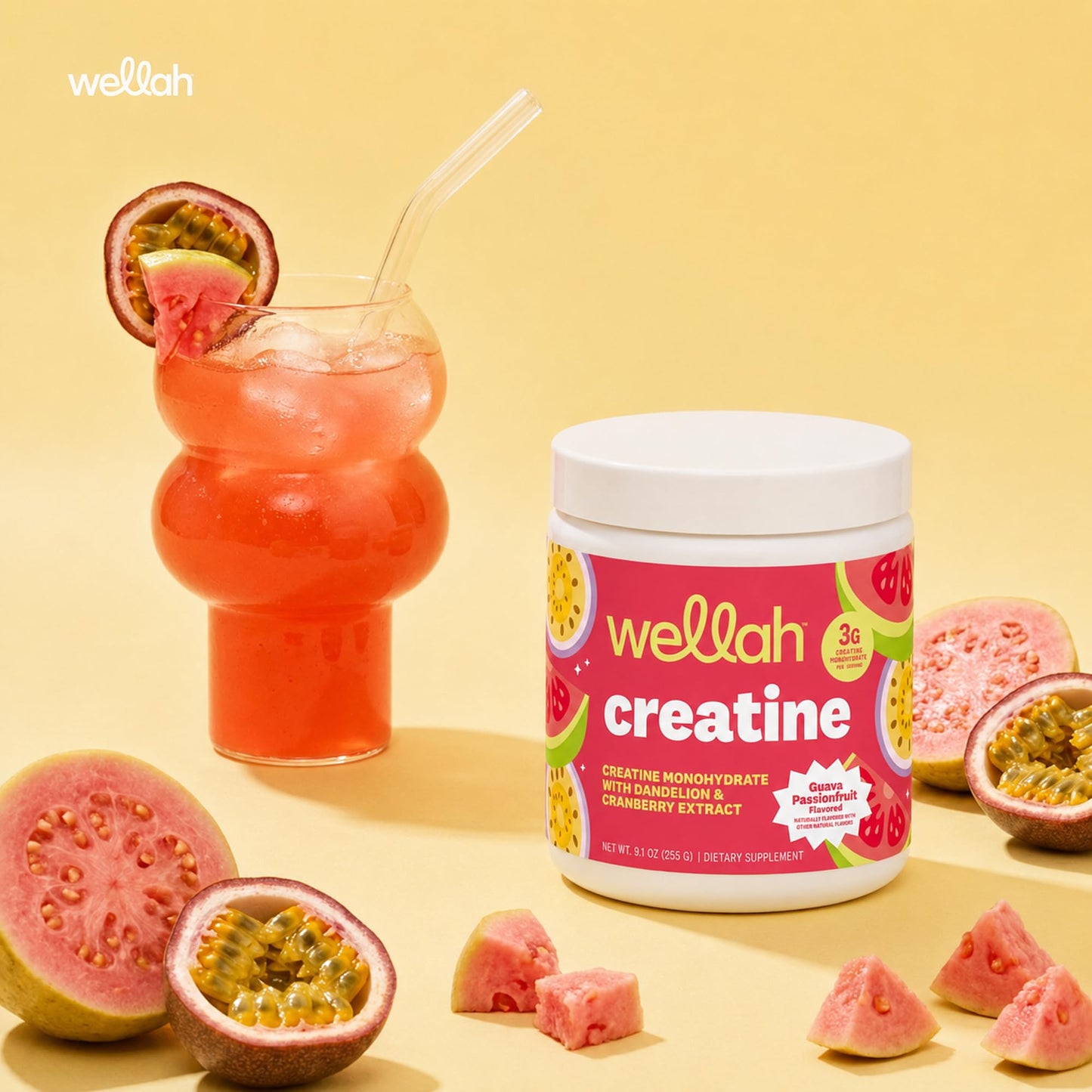 Wellah Creatine for Women Creatine Monohydrate with Dandelion & Cranberry Extract Powder 9.3
