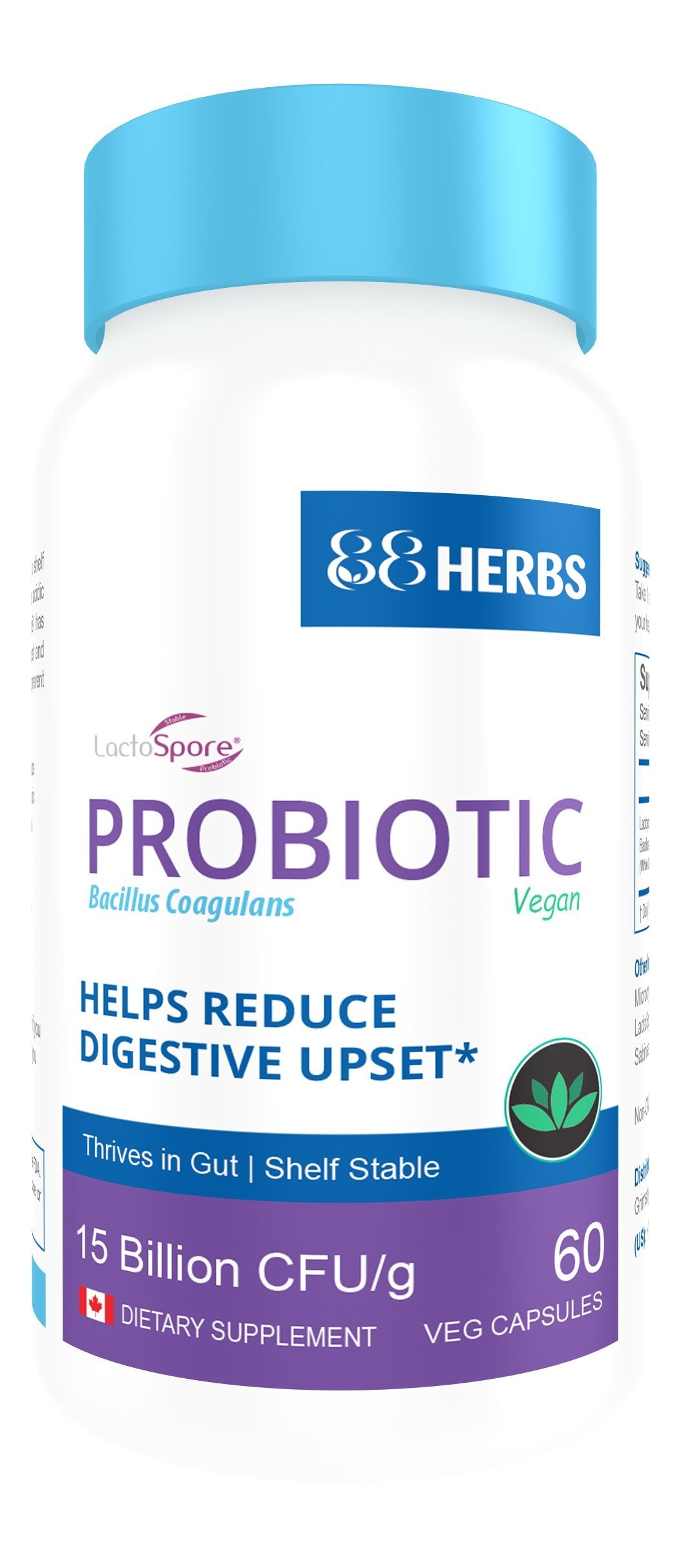 88herbs Probiotic Bacillus Coagulans Lactospore Capsule, 60 Count