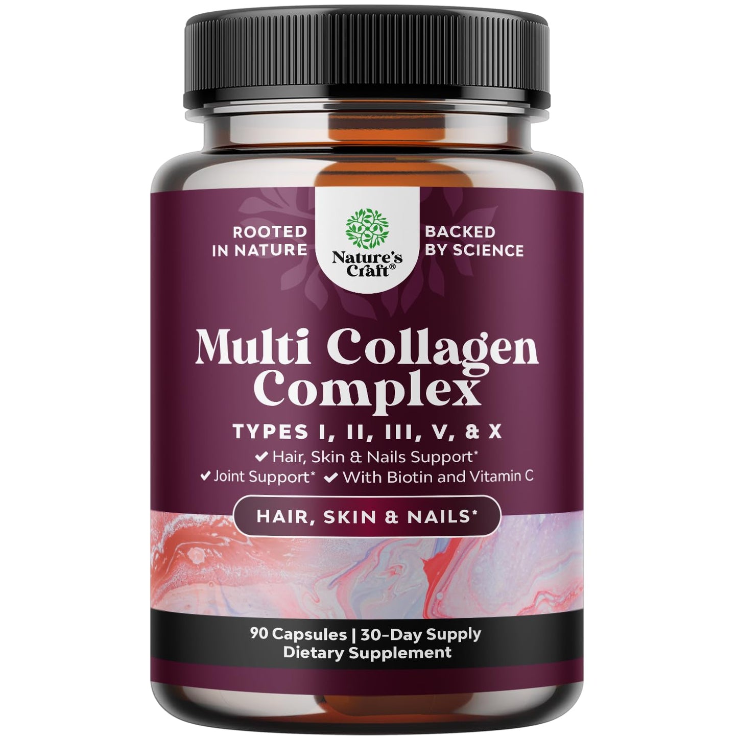 Natures Craft Advanced Multi Collagen Complex Capsule 90 Count with Biotin