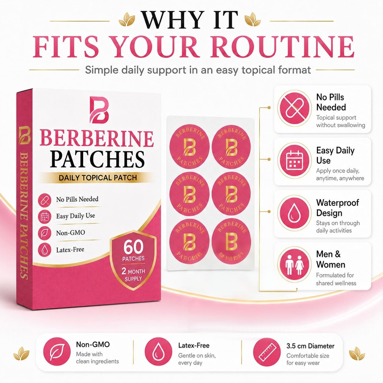 LERXLK Berberine Patches Caplets 60 Count
