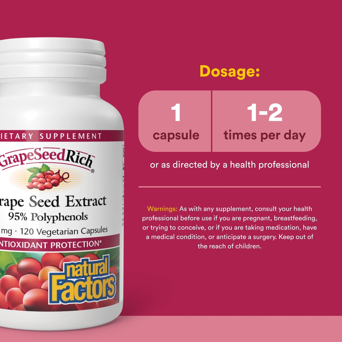Natural Factors GrapeSeedRich Grape Seed Extract 120 Capsules