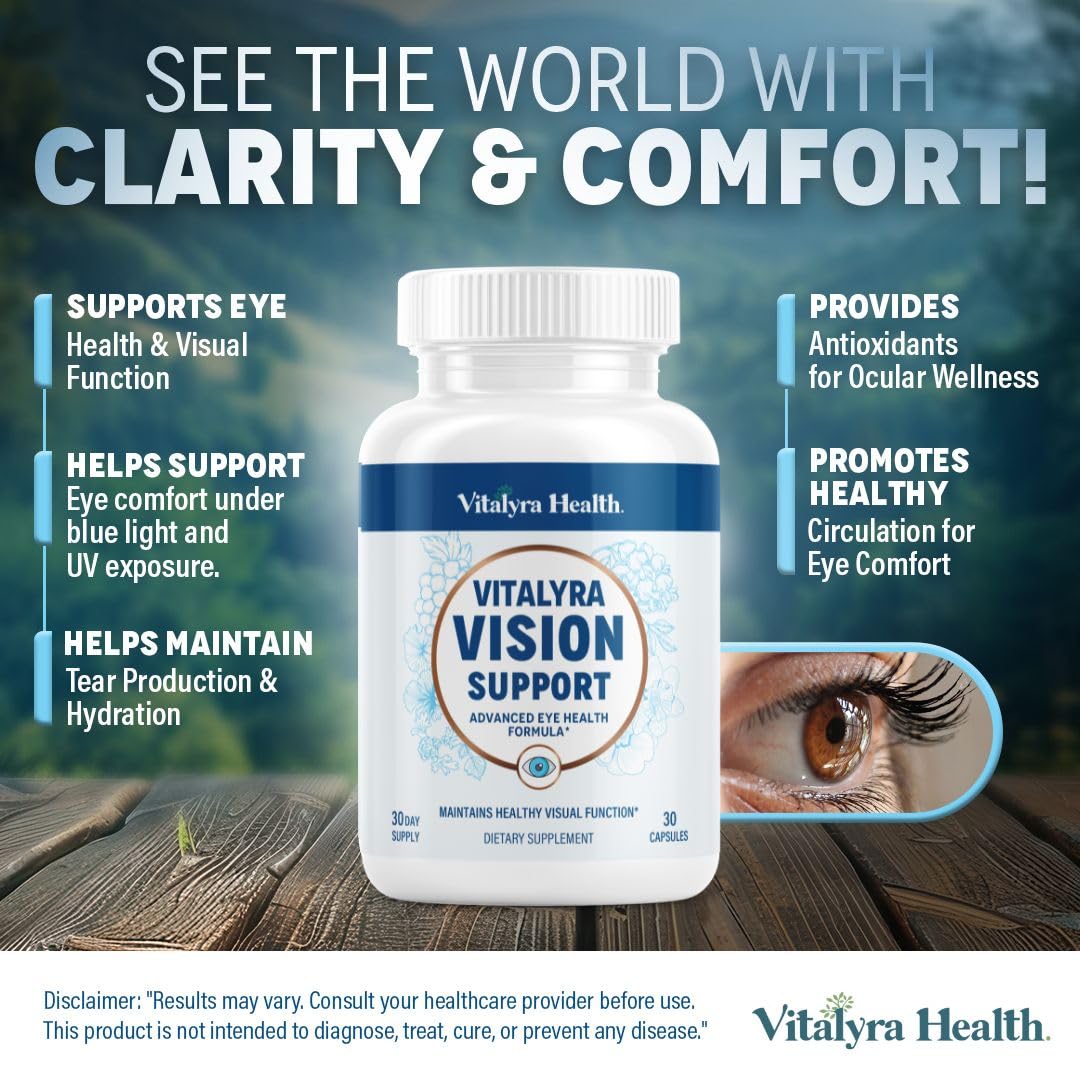 Vitalyra Health Vision Support Eye Health Supplement with Vitamin A, Lutein, Beta Carotene & Antioxidants Capsule, 30 Count