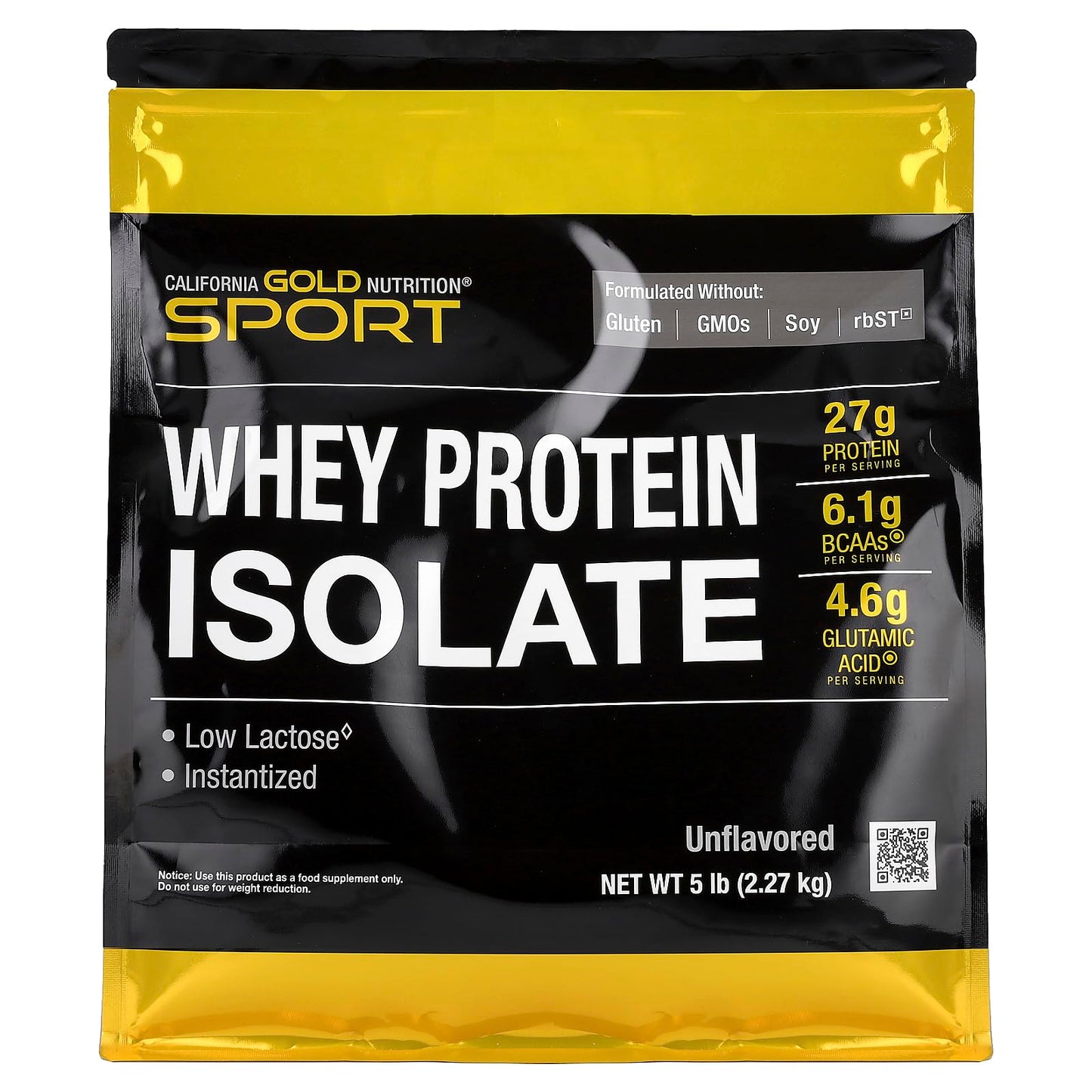 California Gold Nutrition 100% Whey Protein Isolate Unflavored Powder, 2270 g