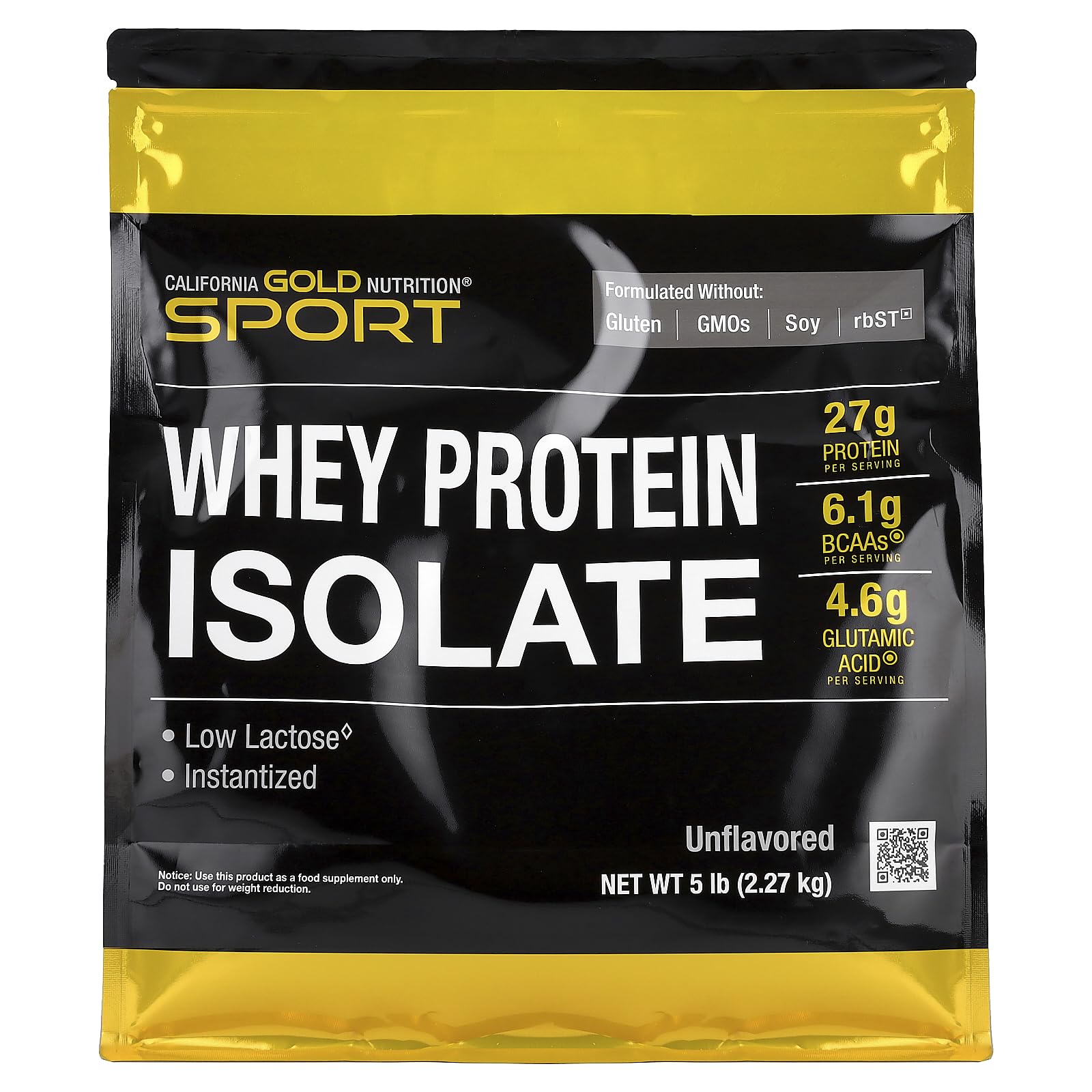 California Gold Nutrition 100% Whey Protein Isolate Unflavored Powder, 2270 g