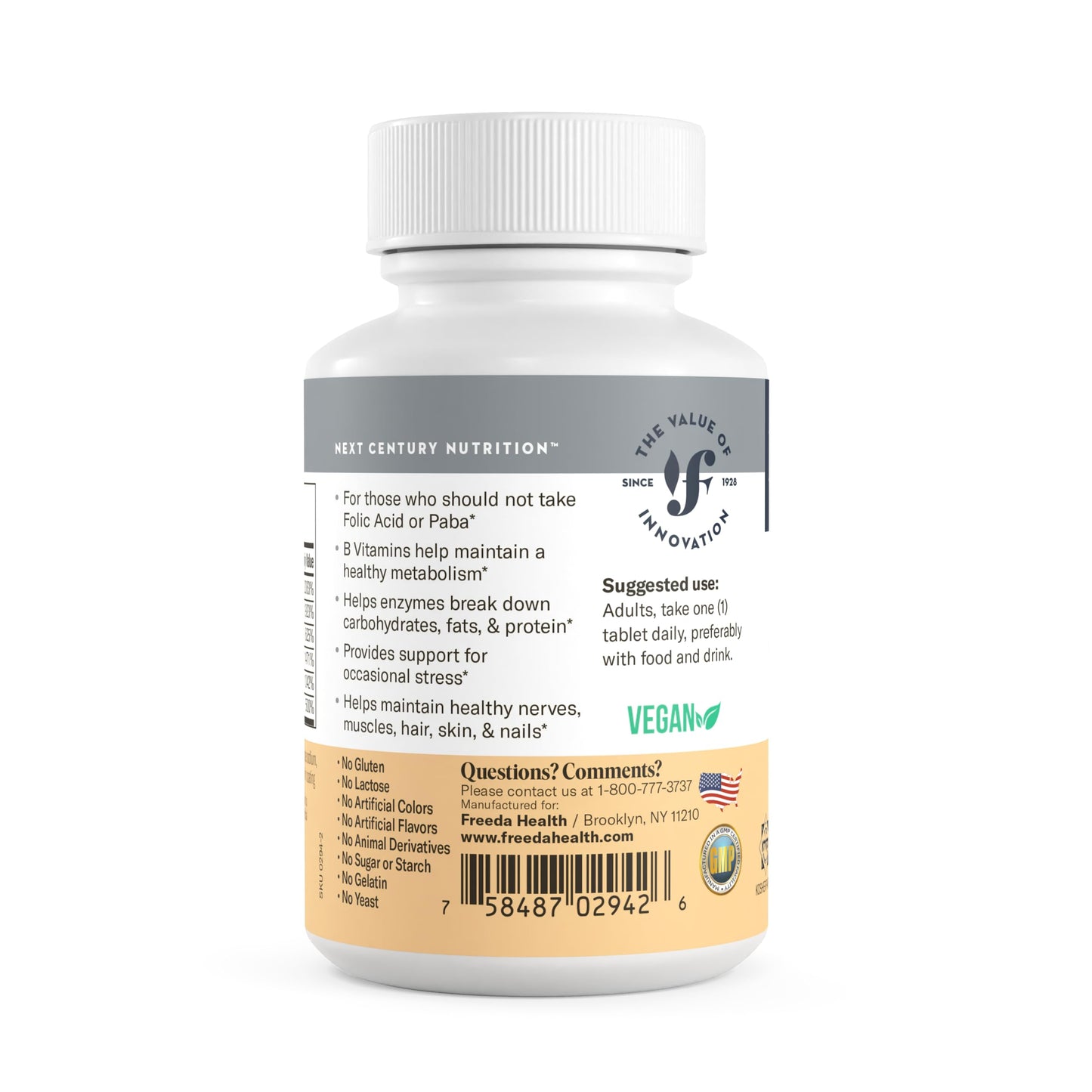 FREEDA Super B-Complex Vitamin Supplement, 250 Tablets