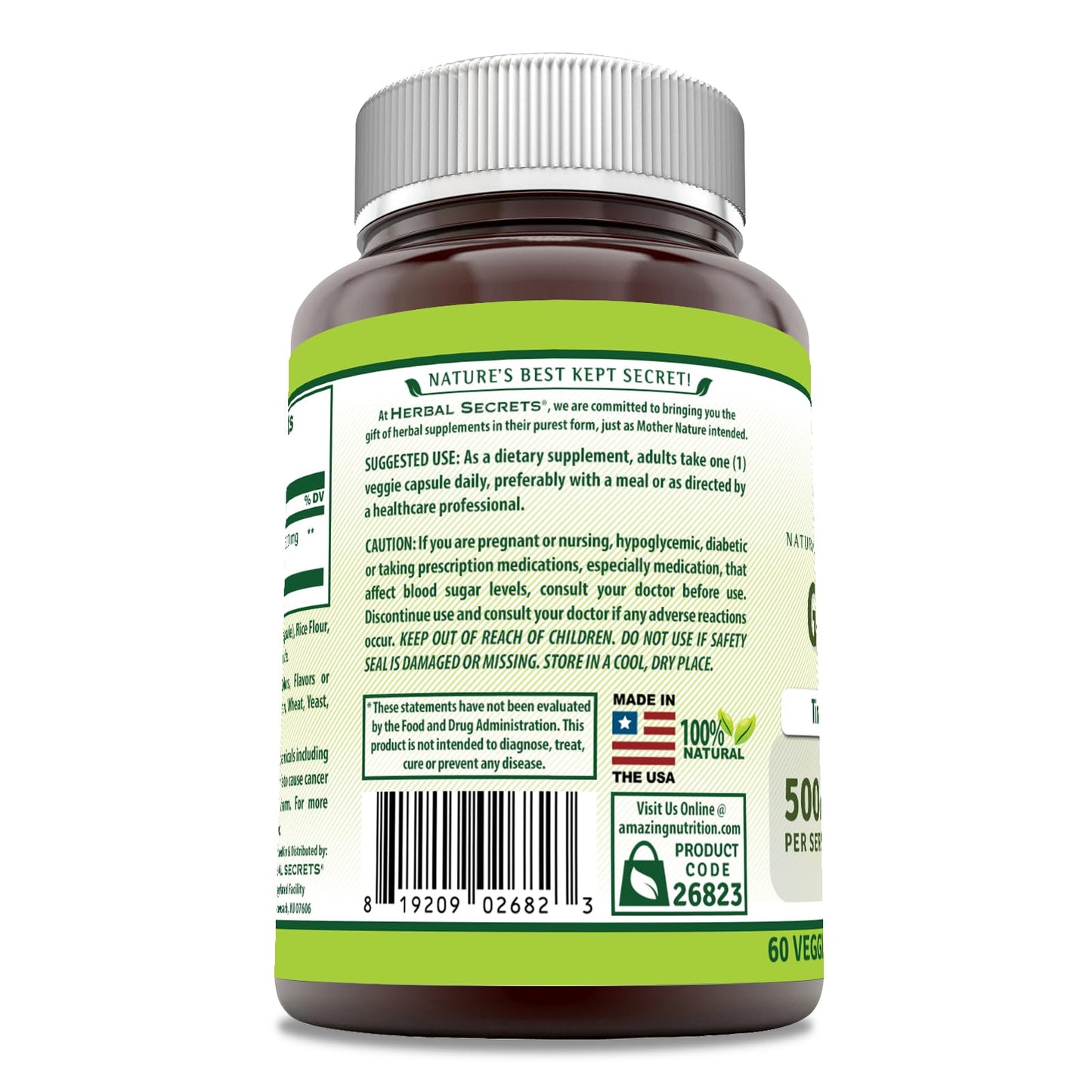 Herbal Secrets Guduchi (Tinospora Cordifolia) Supplement Veggie Capsules, 60 Count