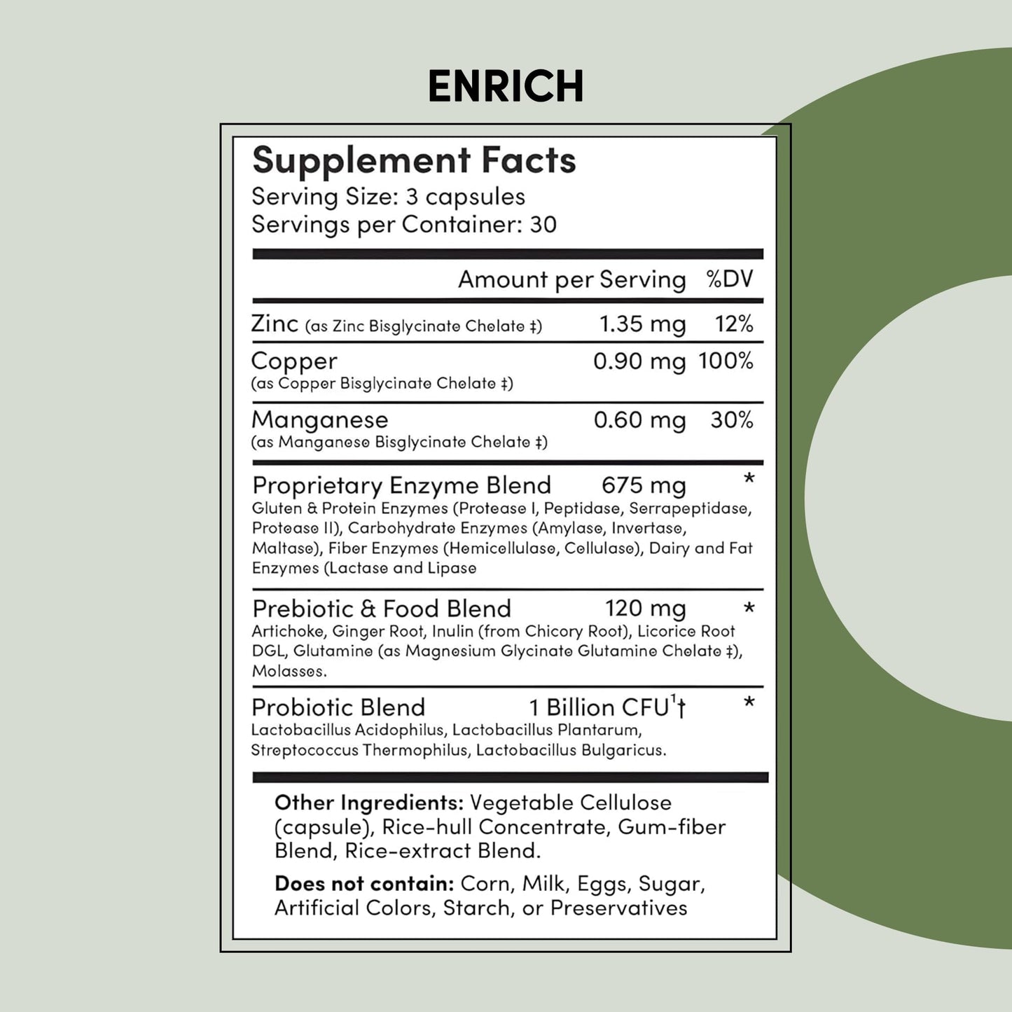 Tranont Enrich Digestive Enzymes with Probiotics & Prebiotics, 90 Capsules