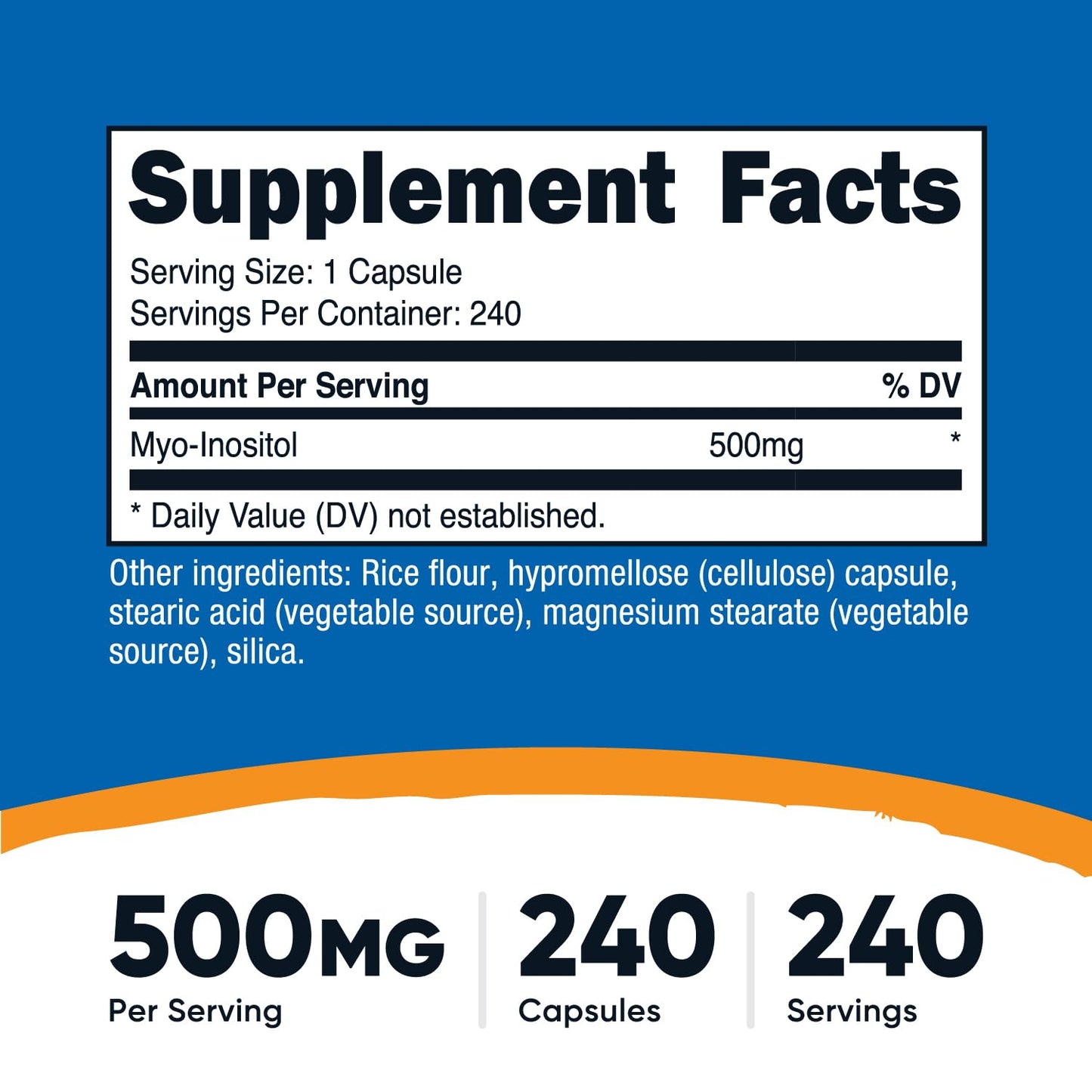 Nutricost Inositol (Myo-Inositol) 500mg Capsules, 240 Count