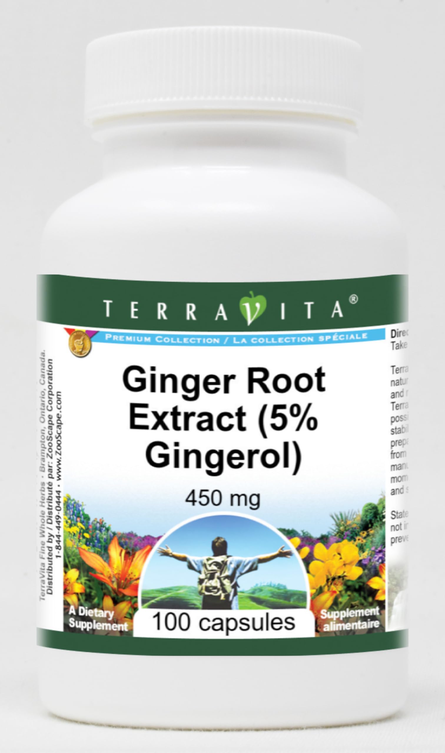 Terravita Ginger Root Extract (5% Gingerol) 450 mg Capsules, 300 Count