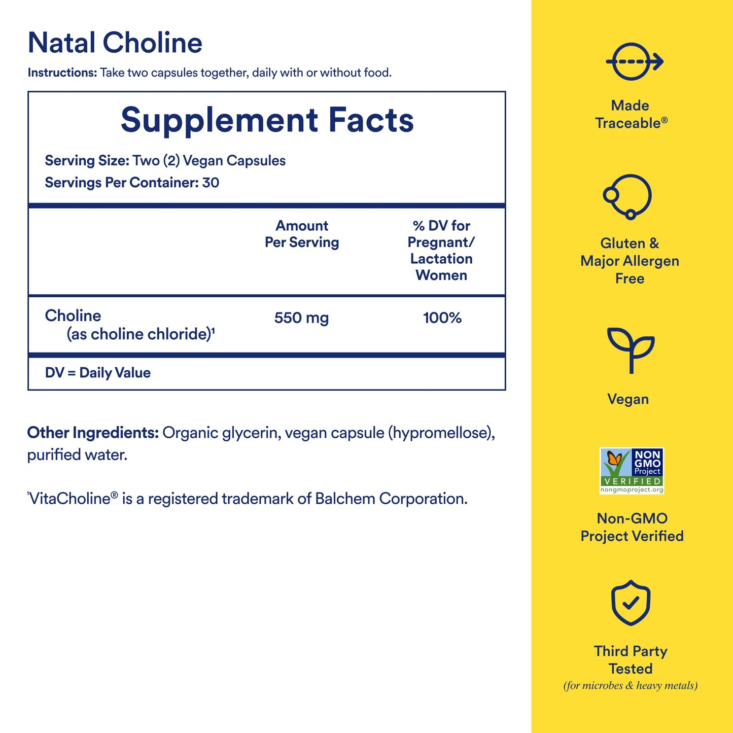 Ritual Natal Choline Supplement 550mg, 60 Capsules