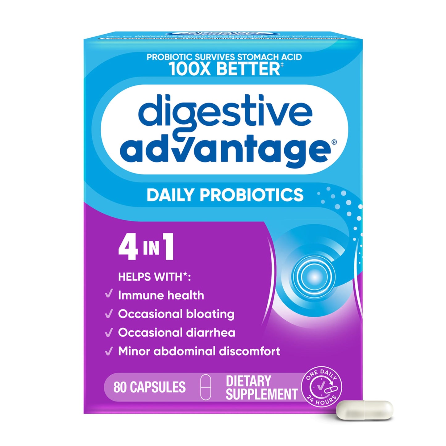 Digestive Advantage Probiotics for Digestive Health Capsules, 80 Capsules