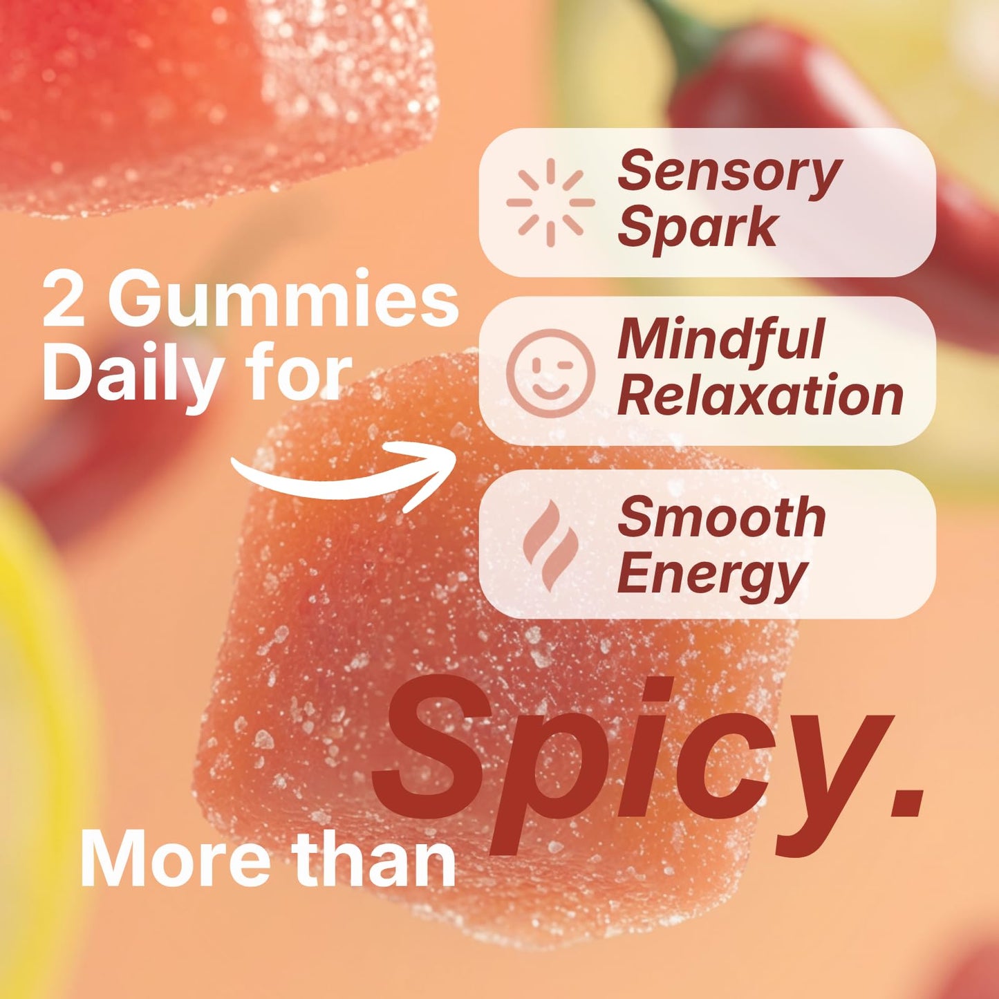 ZAB Spicy Gummies Cubes for Couples Ashwagandha 45mg Gummy 60 Count