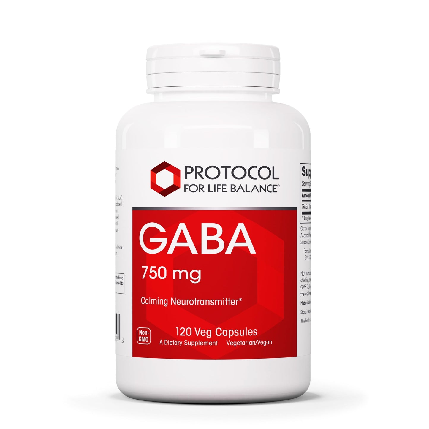 PROTOCOL FOR LIFE BALANCE GABA 750mg Normal Cognition Capsule, 120 Veg Caps