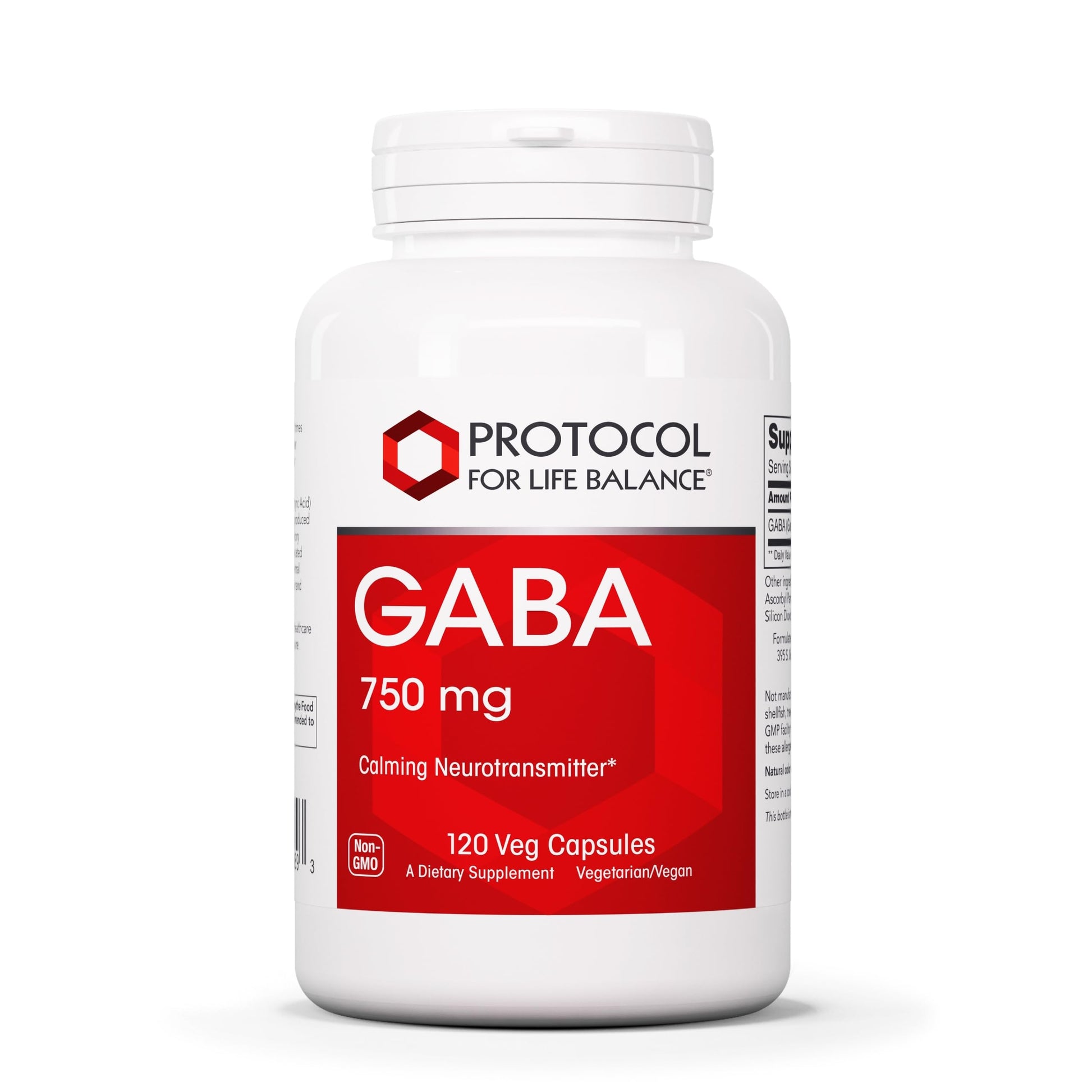PROTOCOL FOR LIFE BALANCE GABA 750mg Normal Cognition Capsule, 120 Veg Caps