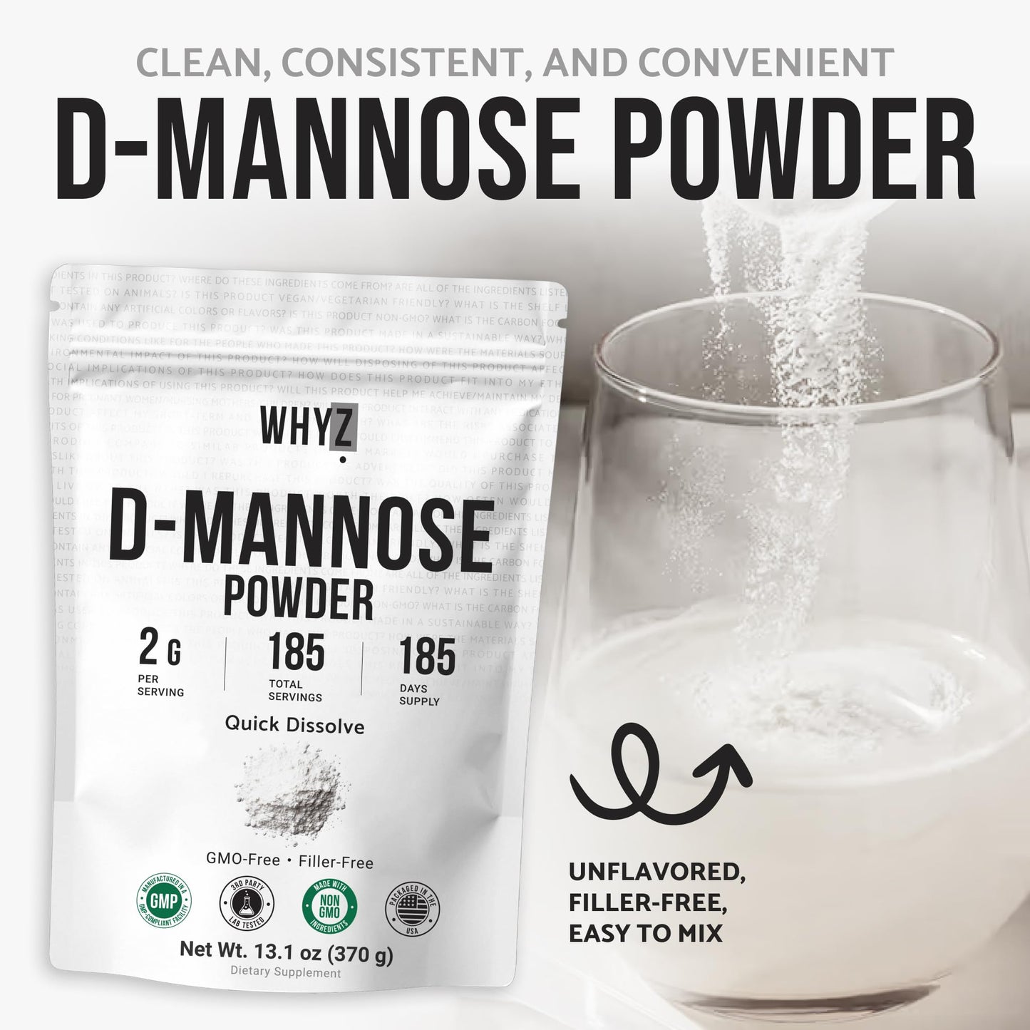 WHYZ D-Mannose Powder 13.1 oz