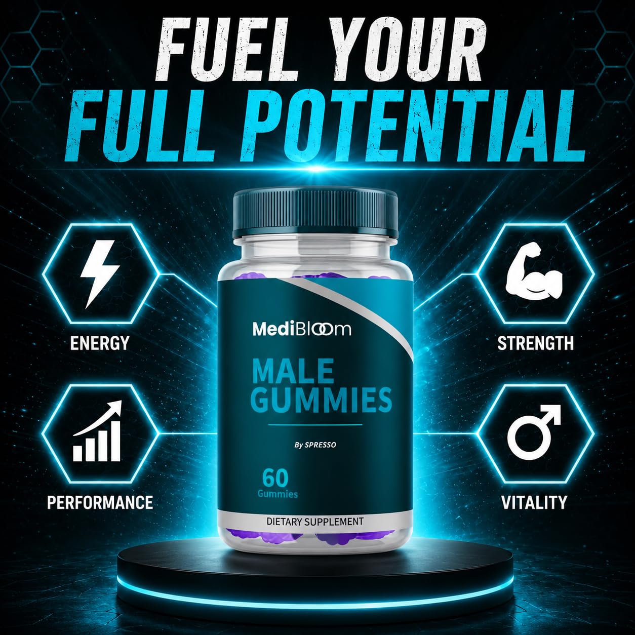SPRESSO Medibloom Male Gummies, 60 Count