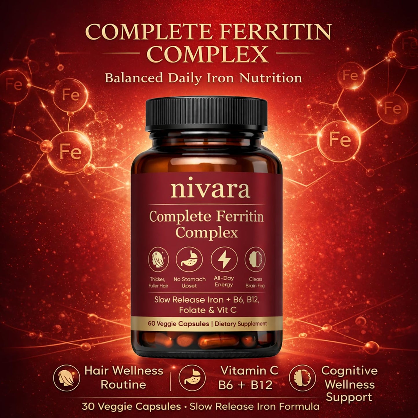 DXWXH Nivara Ferravital Complete Ferritin Complex 60 Capsules