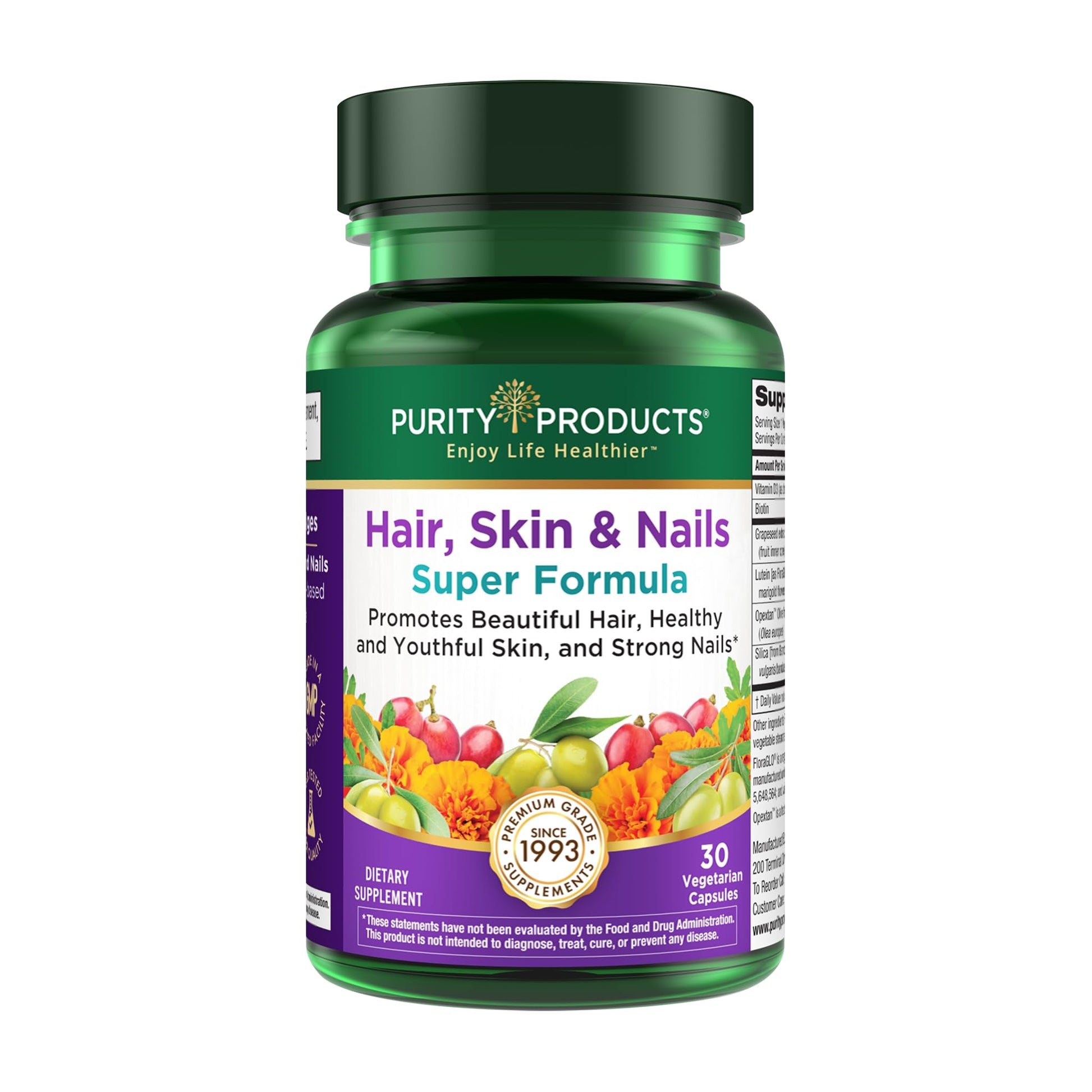 Purity Products Hair, Skin and Nails Super Formula Capsules, 30 Count