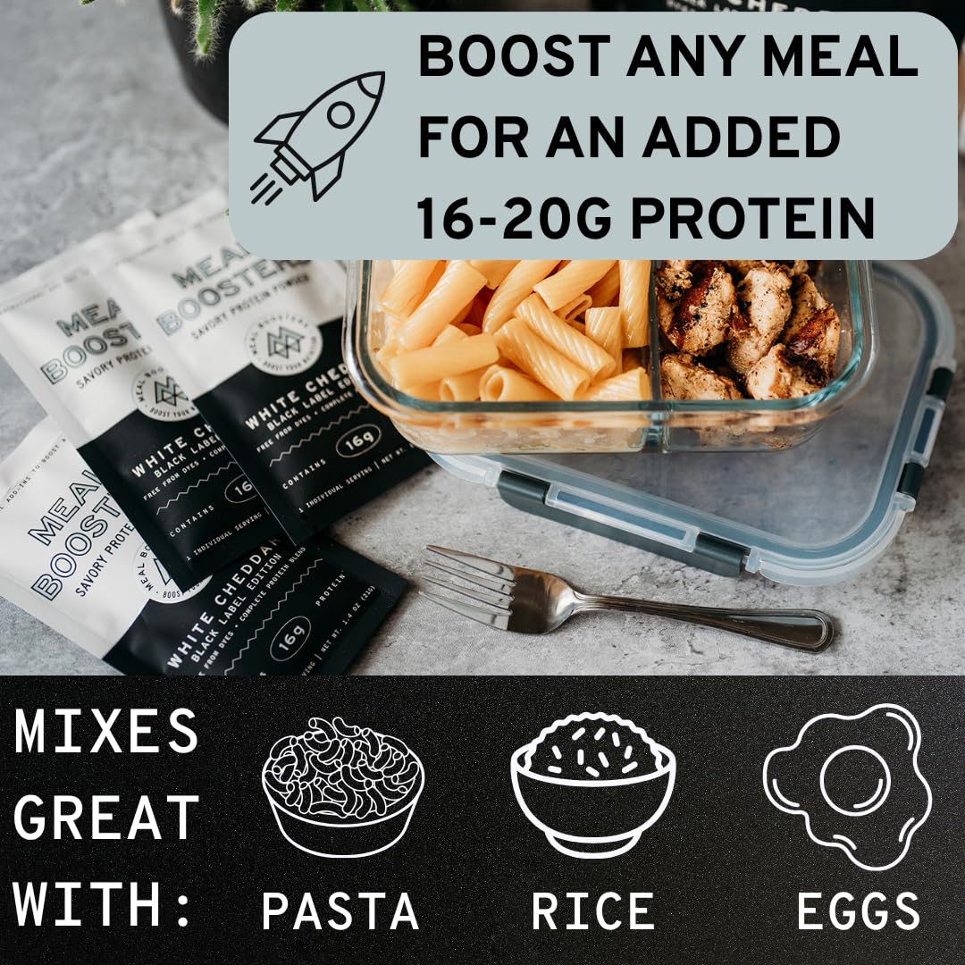 Meal Boosters Savory Protein Powder, White Cheddar Flavor Complete Protein Blend, Powder, Sampler Pack, 6 Servings