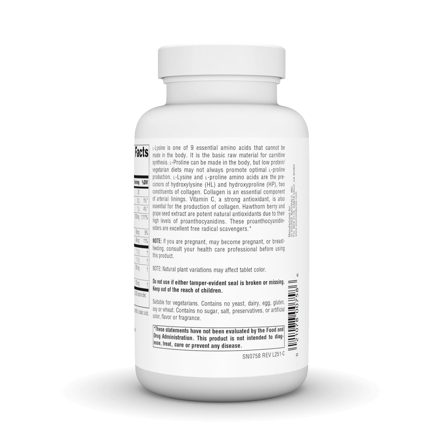 Source Naturals Proline & Lysine 550 mg Tablet, 120 Tablets