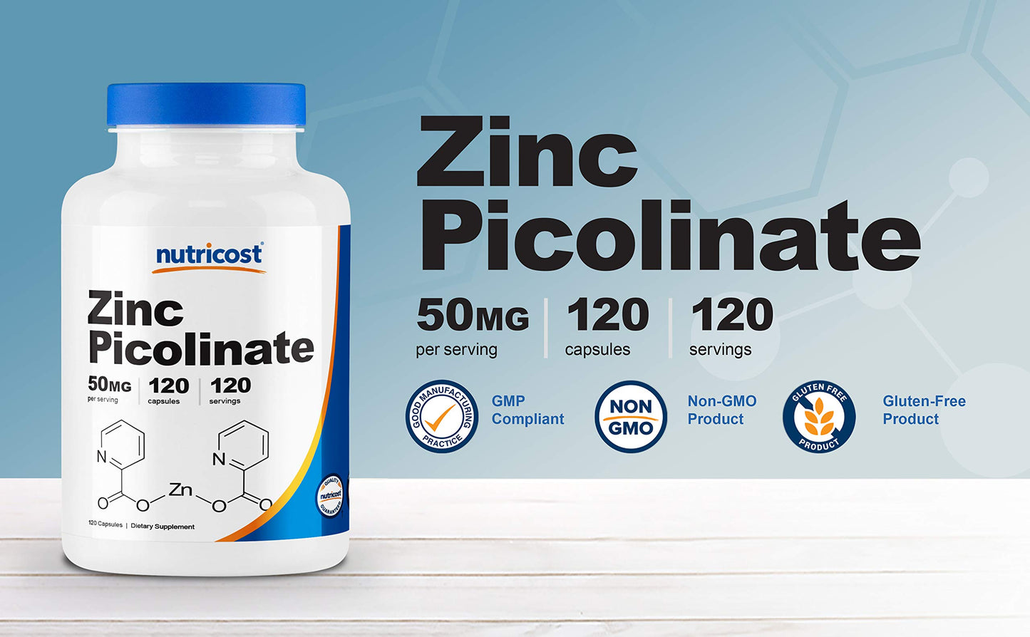 Nutricost Zinc Picolinate 50mg Capsules, 120 Count