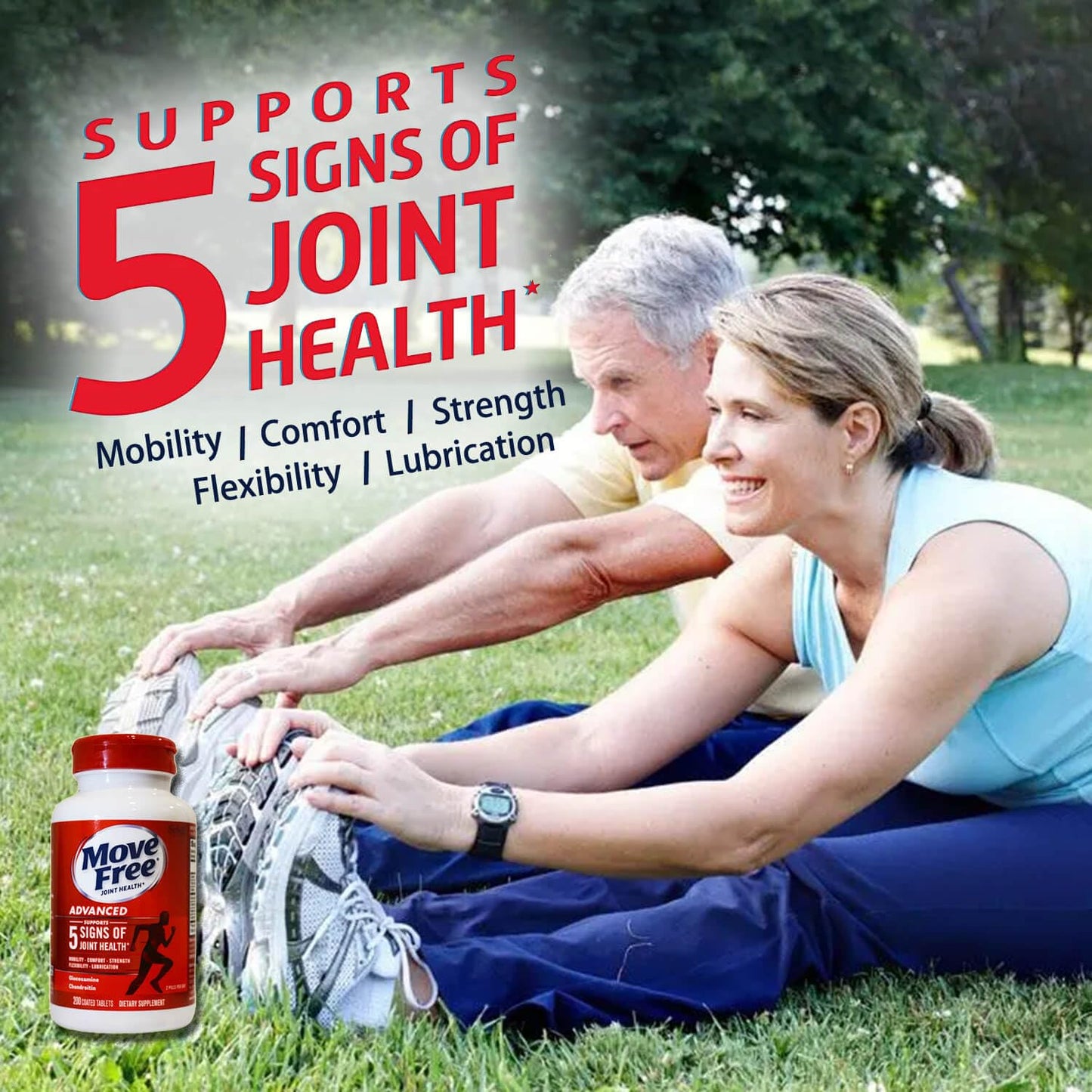 Neixuns Move Free Advanced Glucosamine Chondroitin + Calcium Fructoborate Joint Support Supplement, Tablet, 200 Tablets