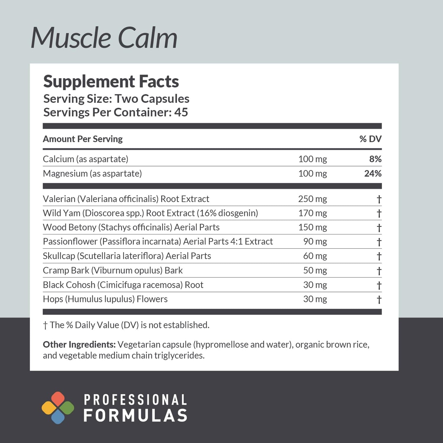 PROFESSIONAL COMPLEMENTARY HEALTH FORMULAS Muscle Calm 90 Capsules