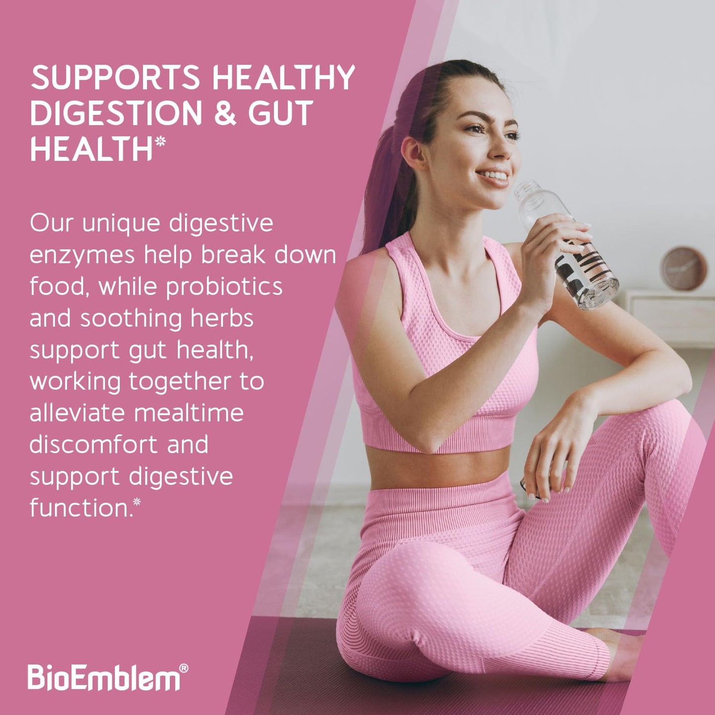 BioEmblem Digestive Enzymes with Probiotics - 10 Enzymes, 12-Strain 1 Billion CFU - 60 Capsules