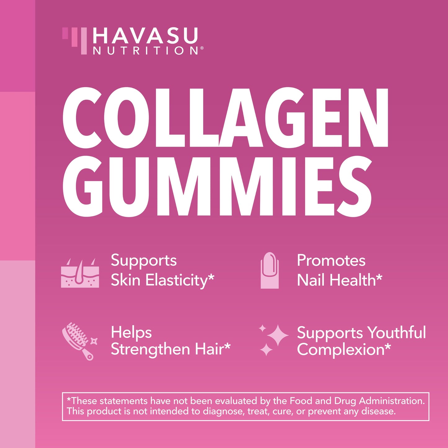 HAVASU NUTRITION Collagen Gummies With 2500mcg Biotin, Hair Skin & Nail Support, Lemon, 60 Gummies