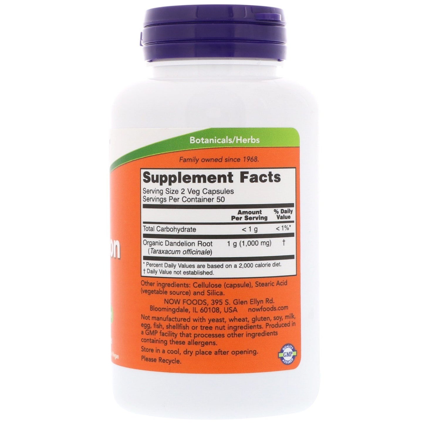 NOW Foods Dandelion Root 500 mg Capsules, 300 Capsules