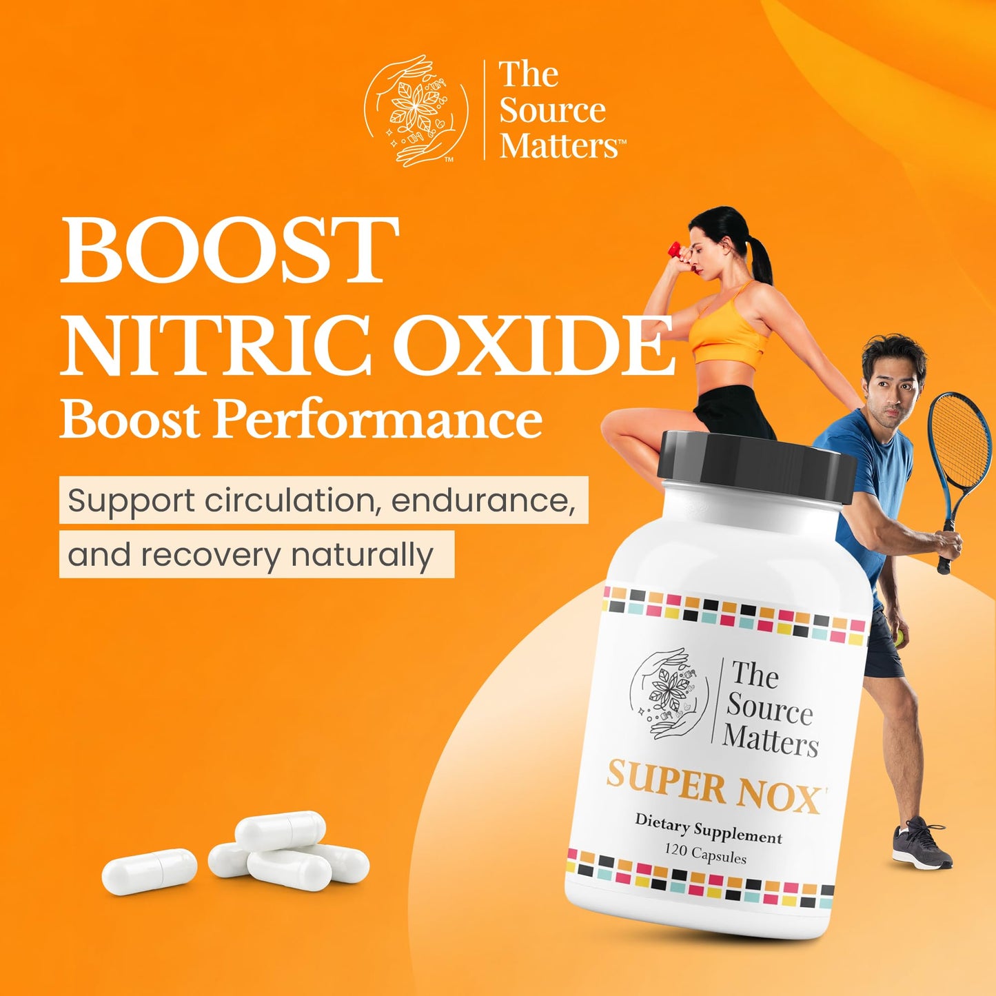 THE SOURCE MATTERS Super NOX Nitric Oxide Supplement with L Citrulline Capsules, 120 Count