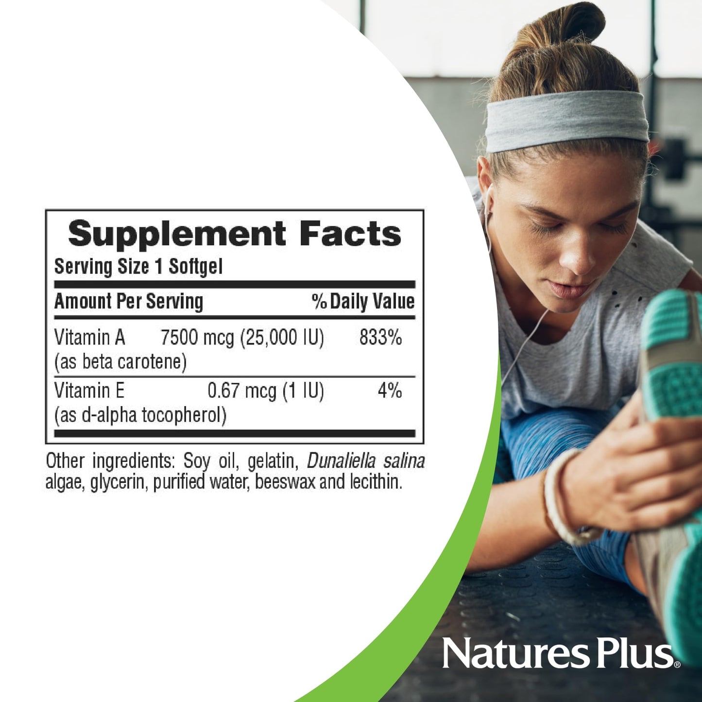 NaturesPlus Natural Beta Carotene 25,000 IU Vitamin A & Vitamin E, 90 Softgels