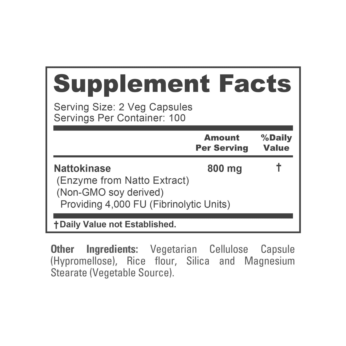 NusaPure Nattokinase 4000 FU 800mg Capsule, 200 Count