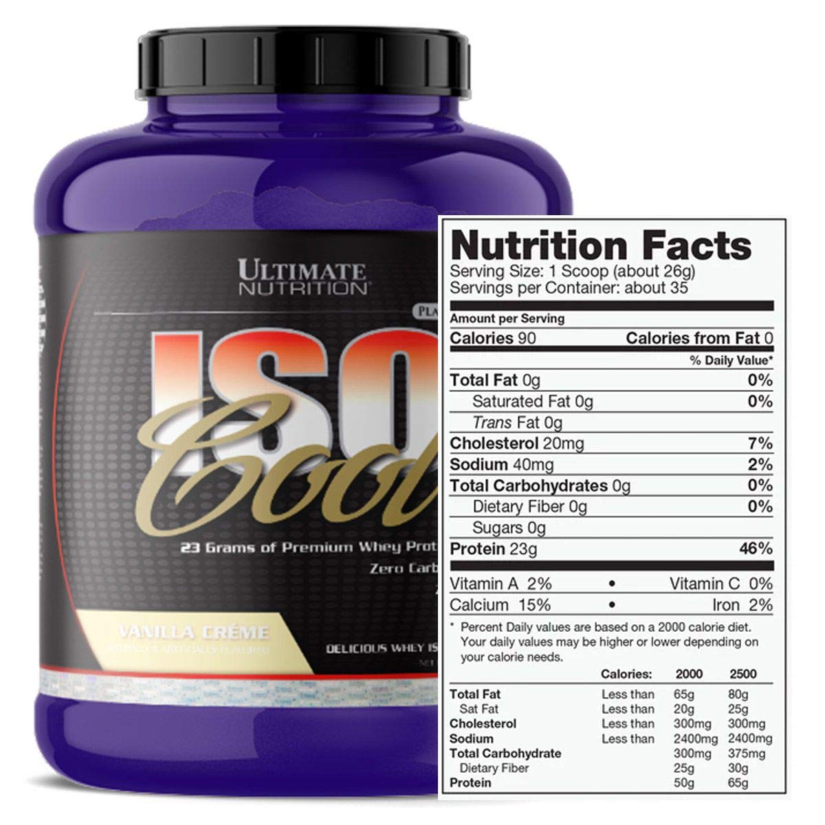 Ultimate Nutrition ISO Cool Pure Whey Protein Isolate Powder 80 Servings Peach Parfait