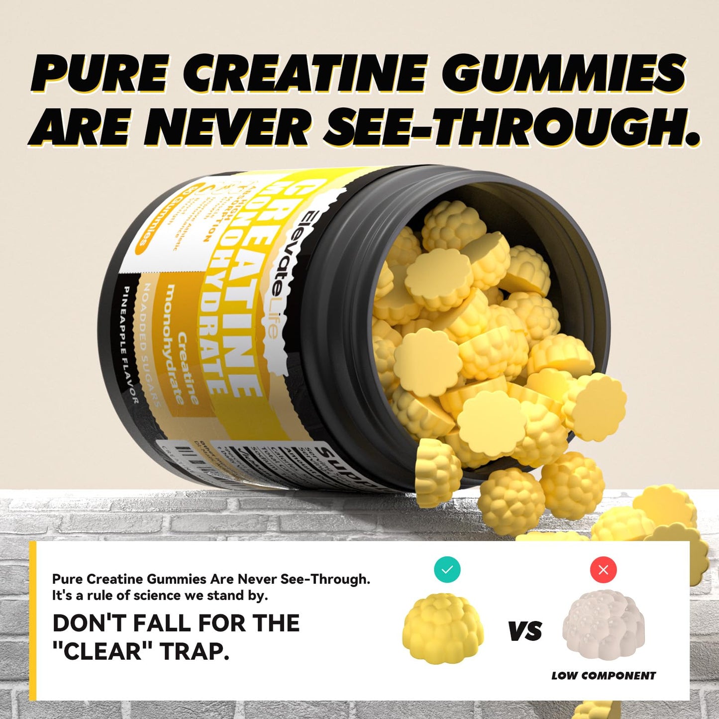 ElevateLife Creatine Monohydrate Gummies, 90 Count
