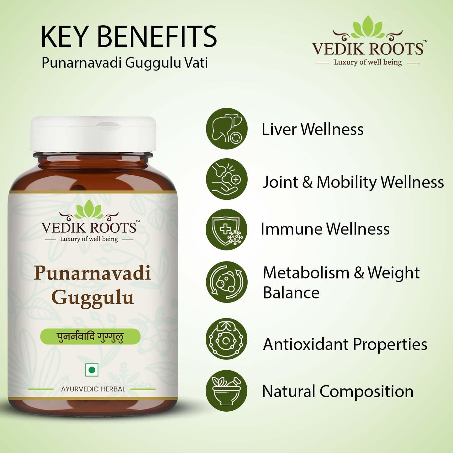 VEDIKROOTS Punarnavadi Guggulu Tablet, 120 Tablets