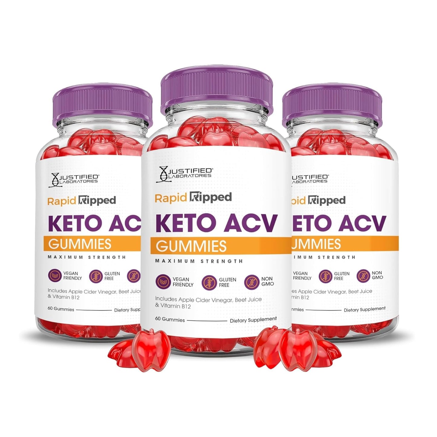 Justified Laboratories Rapid Ripped Keto ACV Gummies (1000 mg) 180 Gummies