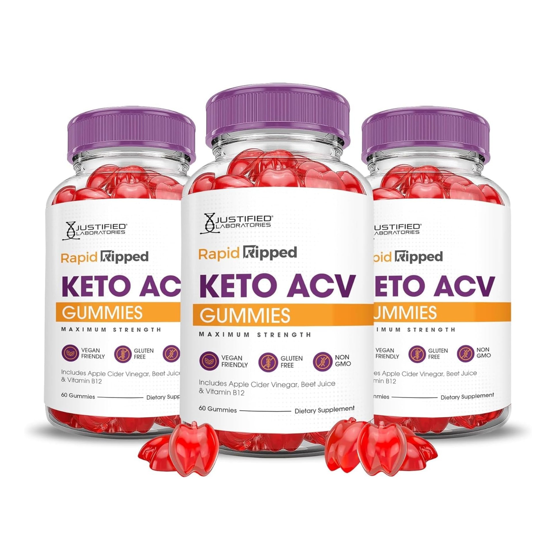 Justified Laboratories Rapid Ripped Keto ACV Gummies (1000 mg) 180 Gummies