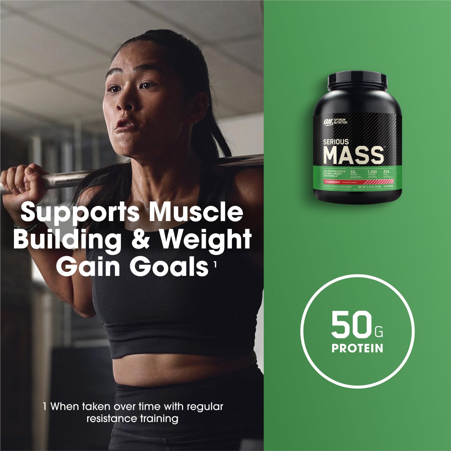 Optimum Nutrition Serious Mass Weight Gainer Protein Powder, Strawberry, 96