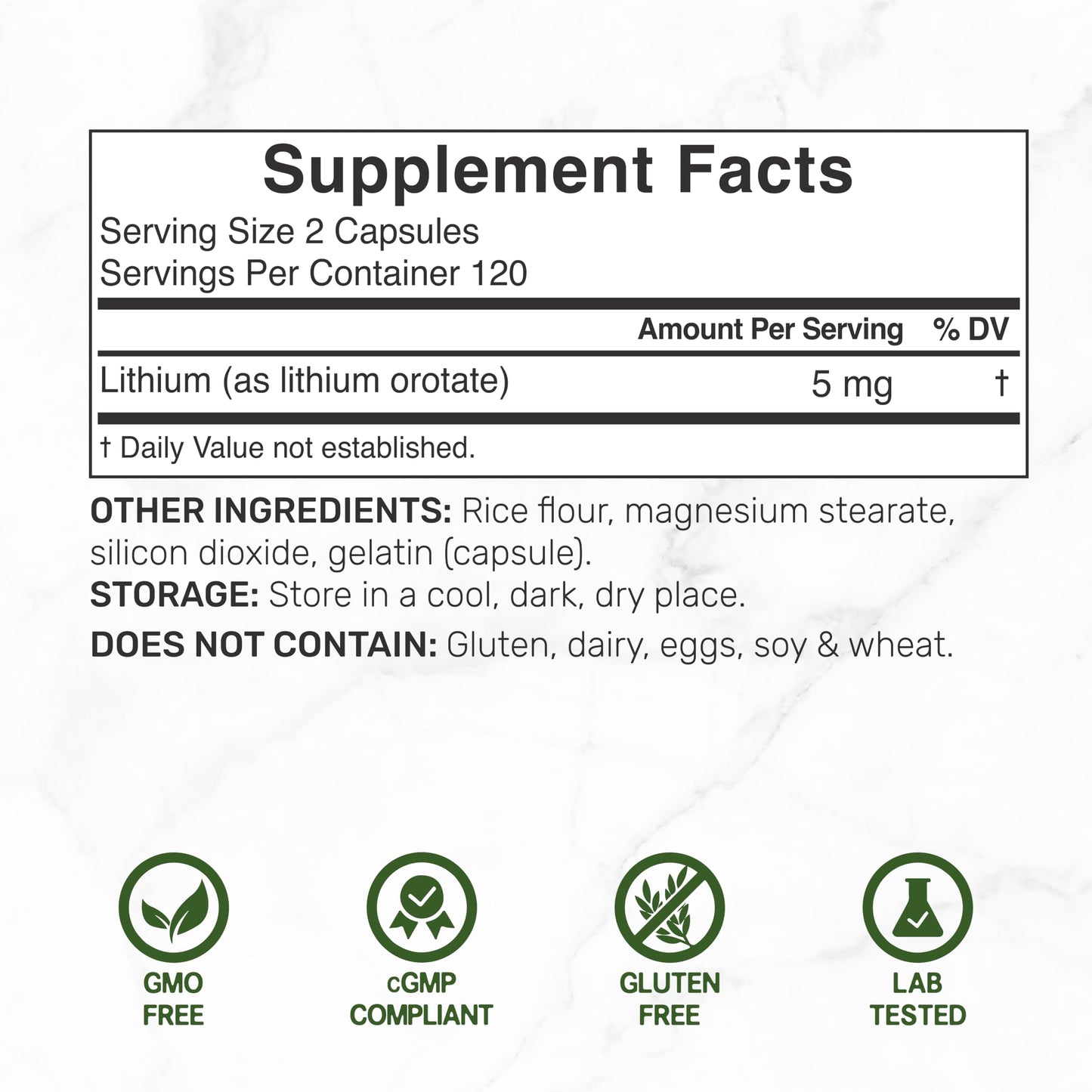 DEAL SUPPLEMENT Lithium Orotate 5mg Capsule 240 Count