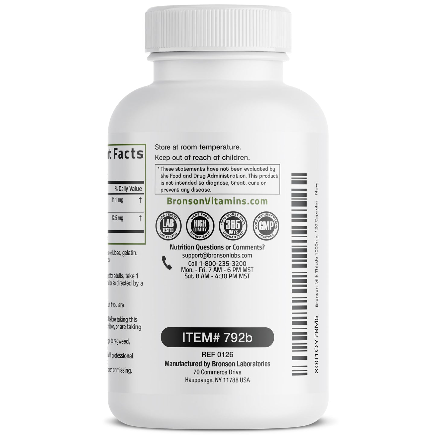 Bronson Milk Thistle Silymarin Marianum & Dandelion Extract Liver Health Support Capsules 120