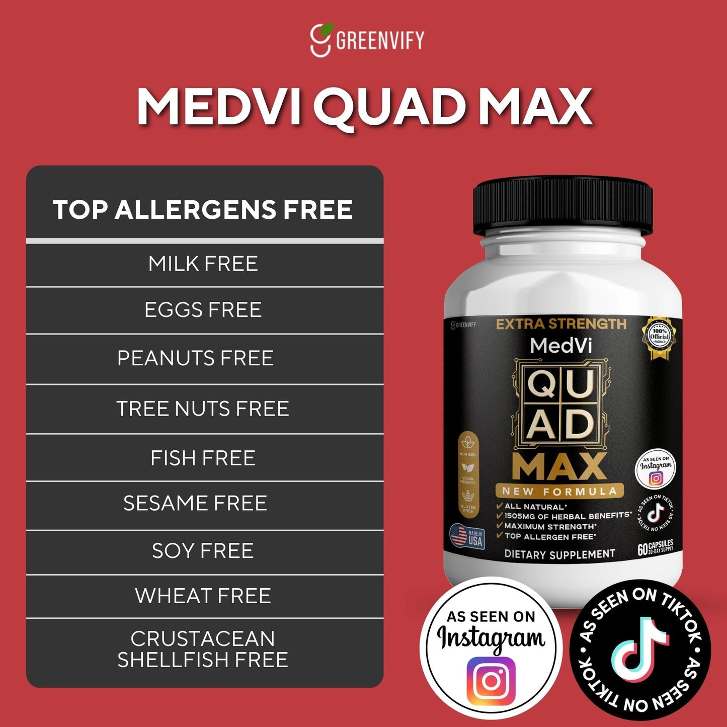 GREENVIFY MedVi Quad Max Maca Root Supplement Capsule, 60 Capsules